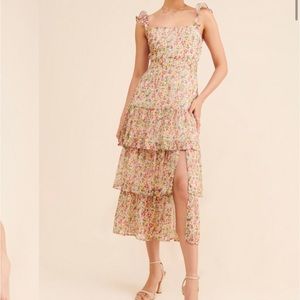 ASTR the Label: Tie Back Ruffle Midi Dress